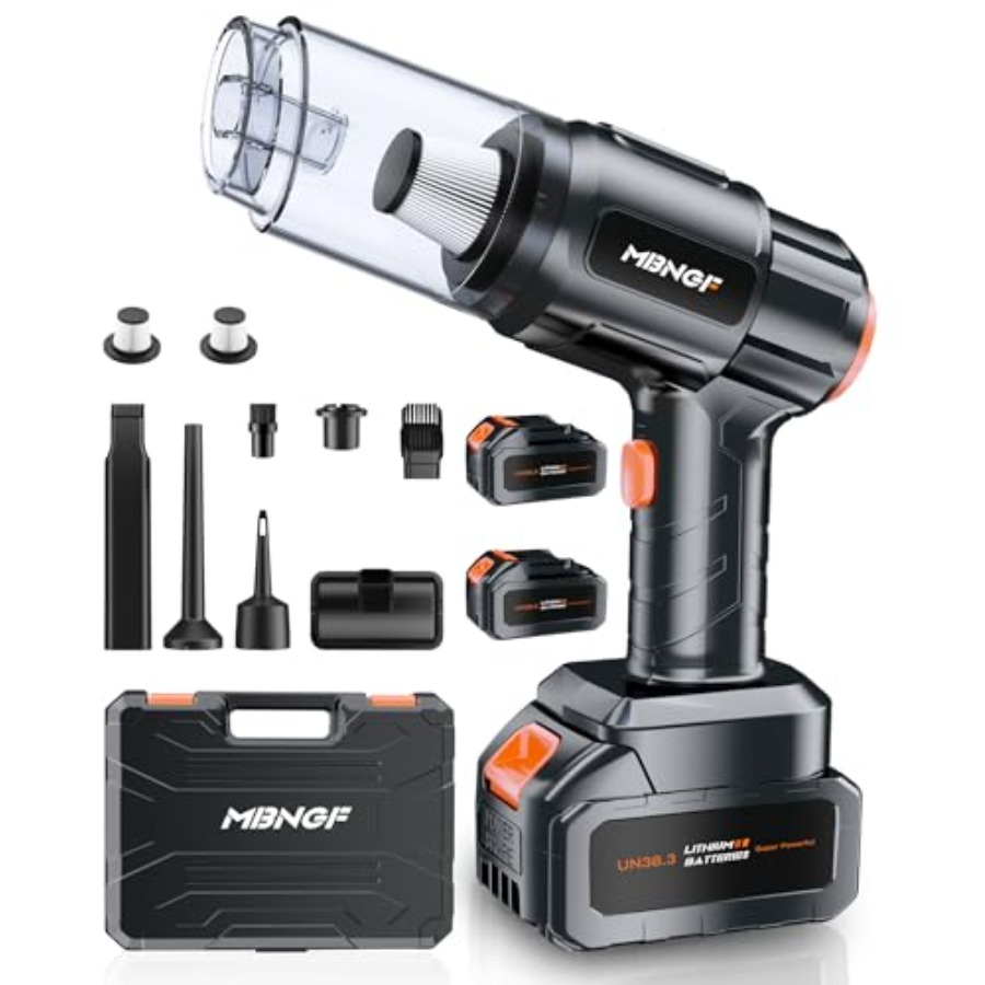 Car Vacuum Cleaner - เครื่องดูดฝุ่นในรถยนต์ไร้สายแบบพกพาพร้อมฟังก์ชั่นเป่าลมแรงดูดสูง, เครื่องทำความสะอาดแบบมือถือพลาสติก ABS สีดำอีโบนี่สำหรับรถยนต์/บ้าน/สถานที่ต่างๆ