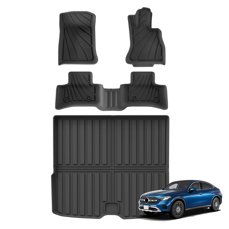 Car Accessories Useful - พรมปูพื้นรถยนต์ TPE สำหรับทุกสภาพอากาศ พร้อมแผ่นรองท้ายรถ สีดำ สำหรับรถขับขวา