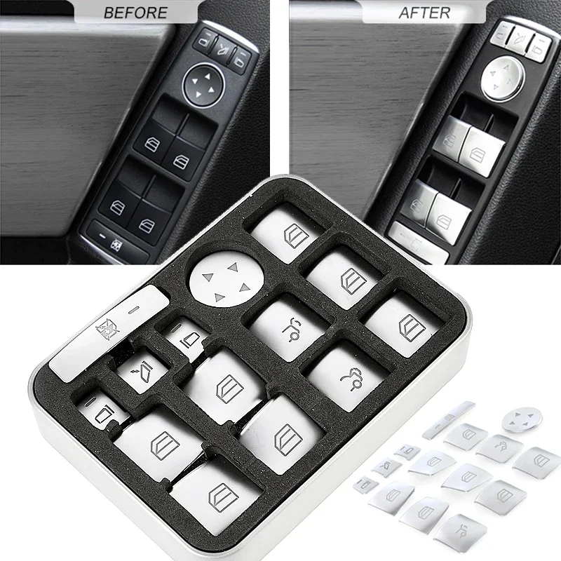 Car Accessories Low Price - สติ๊กเกอร์ซ่อมปุ่มสวิตช์กระจกหน้าต่างรถยนต์ 14 ชิ้น สำหรับ Mercedes Benz